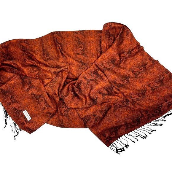 Pashmina Cashmere Paisley Scarf Shawl Wrap Stole Silk and Cashmere soft - Picture 10 of 12